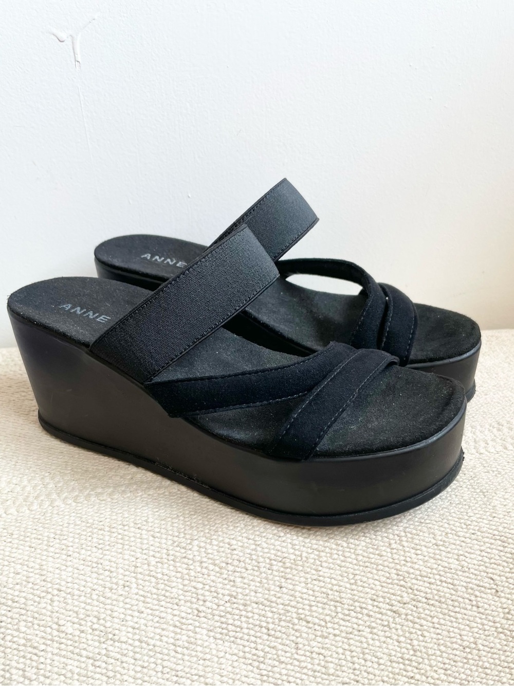 Vintage Anne Klein Y2K Chunky Strappy Slide Sandals Platforms 6.5 Minimal 90s